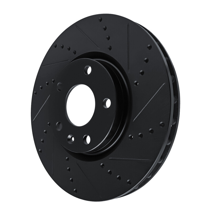 Chevrolet Corvette Brake Rotor (1) - Front Right - R1 Concepts - Drilled & Slotted - Black - `14-`19